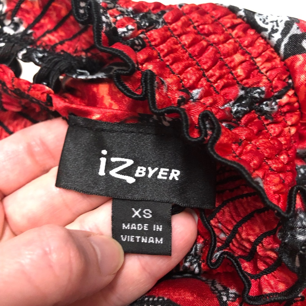 Vintage Y2K izBYER Dark Floral Satin Top High Neck Whimsigoth Dark Fairy Smocked - Picture 2 of 6